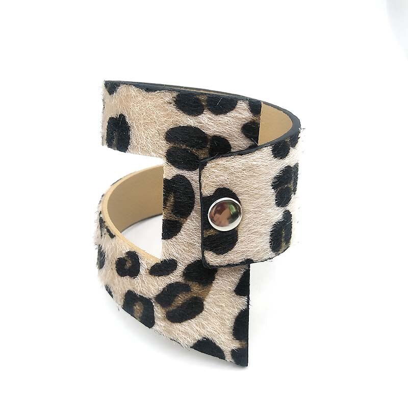 D&amp;D Triangle Circle Leopard Print Wide Leather Bracelets Women Vintage Leather Jewellery Cool: 2