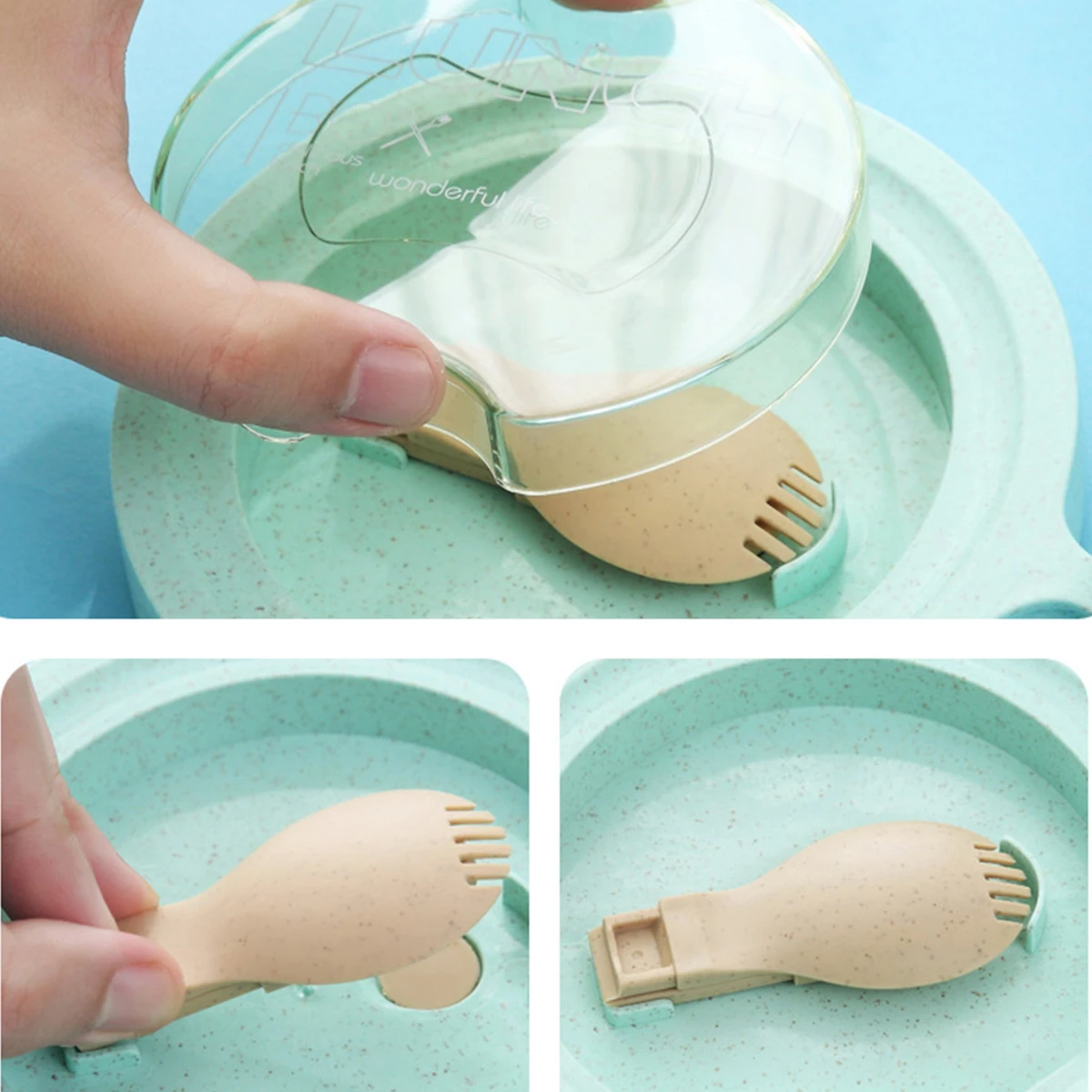 850ml magnetronbestendige soepkommen met deksel en handvat, voedselveilig plastic noedelkom met lepel, lekvrije draagbare ontbijtbeker