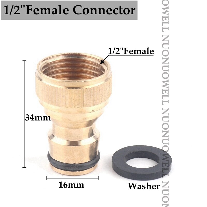 1pc 1/2&#39;&#39; Female Male Copper Quick Connectors Brass Garden Water Connector Irrigation Hose Adaptor With Washer