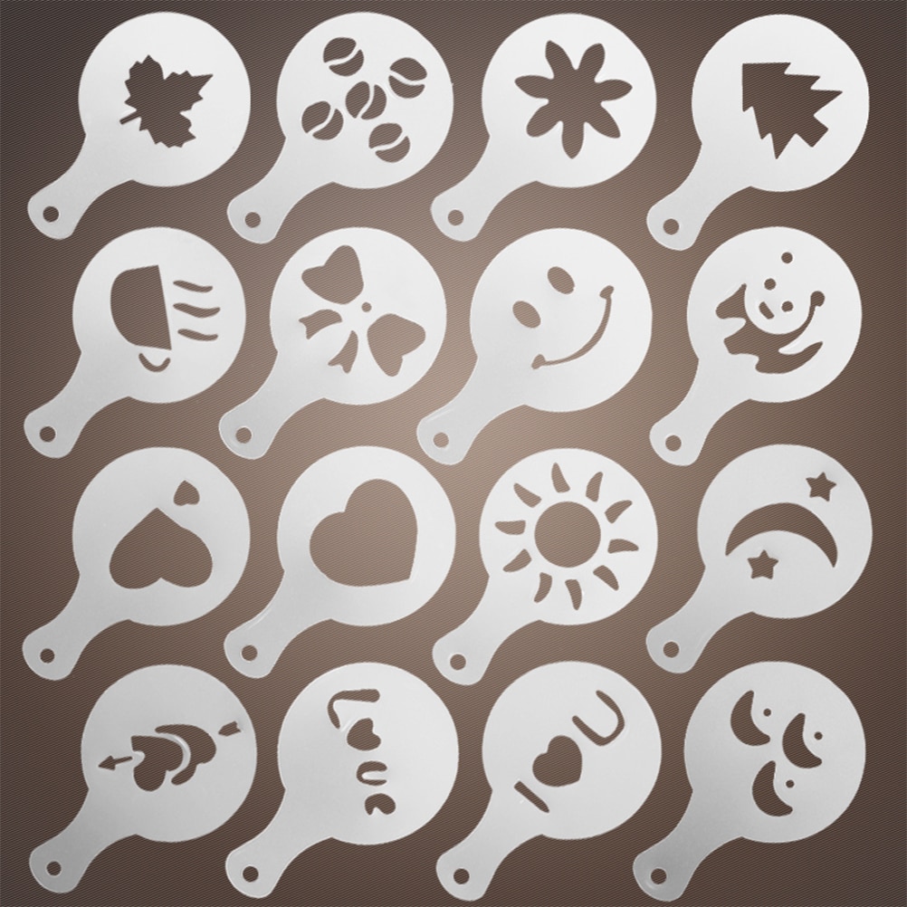 16pcs Coffee Template Coffee Stencils for Coffe Shop Kitchen Coffee Stencils