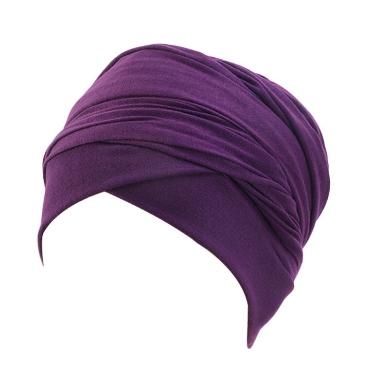 Women Hair Cap Cotton Hats Muslim Long Scarf Inner Hijabs India Turban Head SCap Hat Lady Hair Styling Accessories: Purple