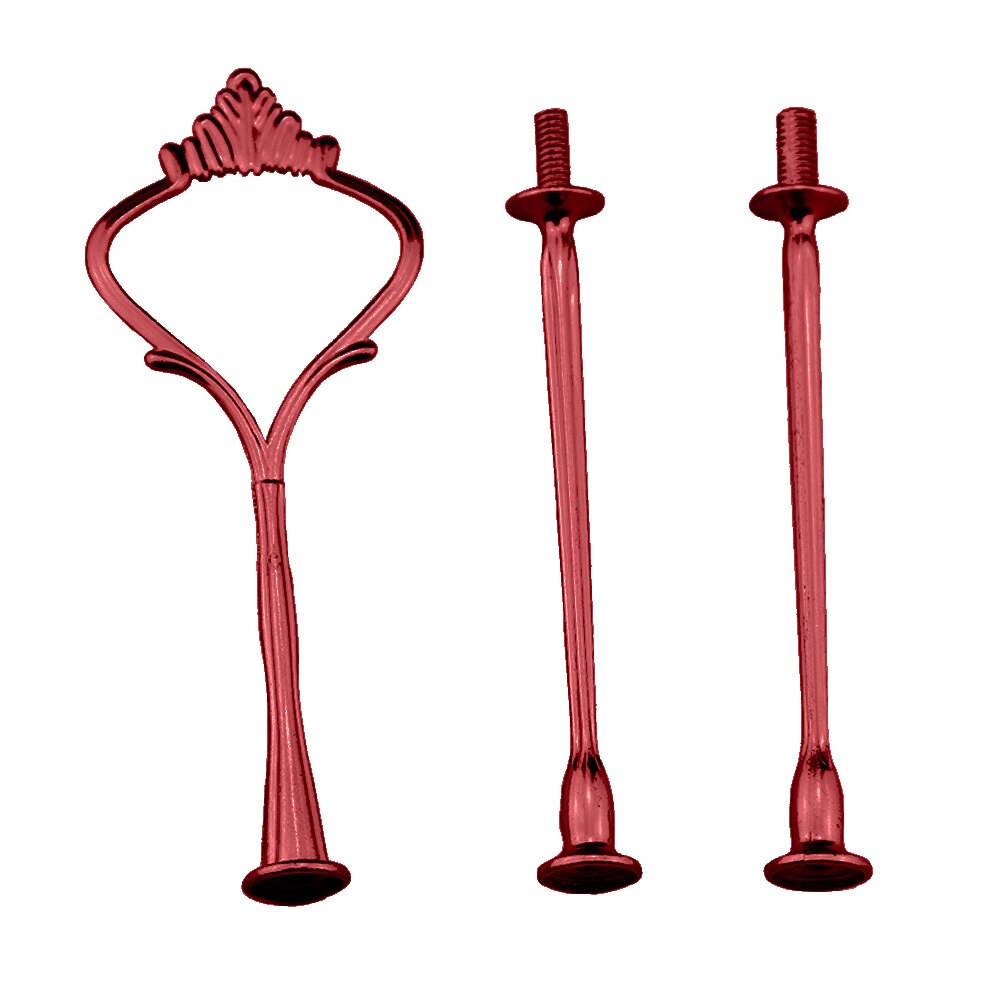 3 Tier Hardware Crown Cake Plate Stand Handle Fitting Wedding Party Table Decor Afternoon Tea Plates Party Tableware Cake Tray: Red