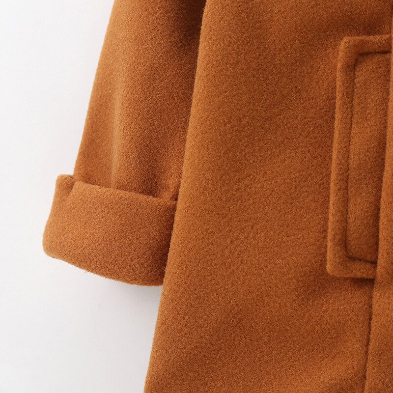 Abrigo de lana para bebé y niña, de Lana, abrigo largo medio de color sólido para tiempo libre, chaqueta cálida de otoño, ropa para niños de edad,