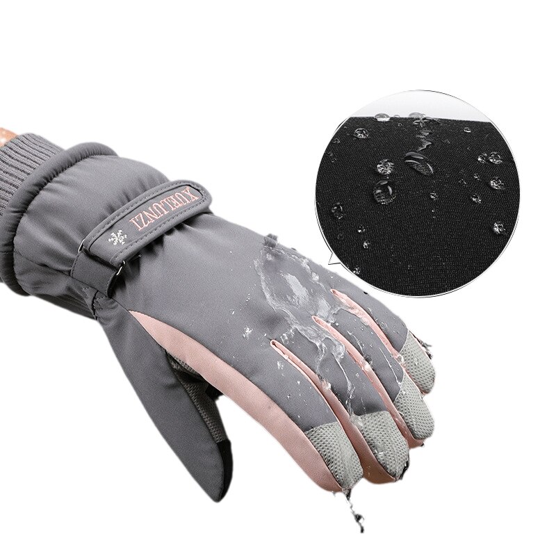 Guantes táctiles impermeables para mujer, manoplas de esquí, snowboard, pantalla táctil, cálidas, para clima frío, Invierno
