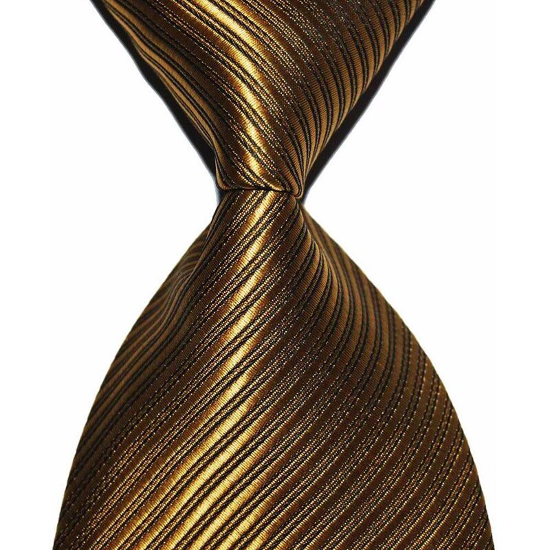 Couleur unie rayé cravate pour hommes cravate soie 10cm largeur Jacquard tissé vêtements de cérémonie affaires de mariage fête de noël: Dark Gold