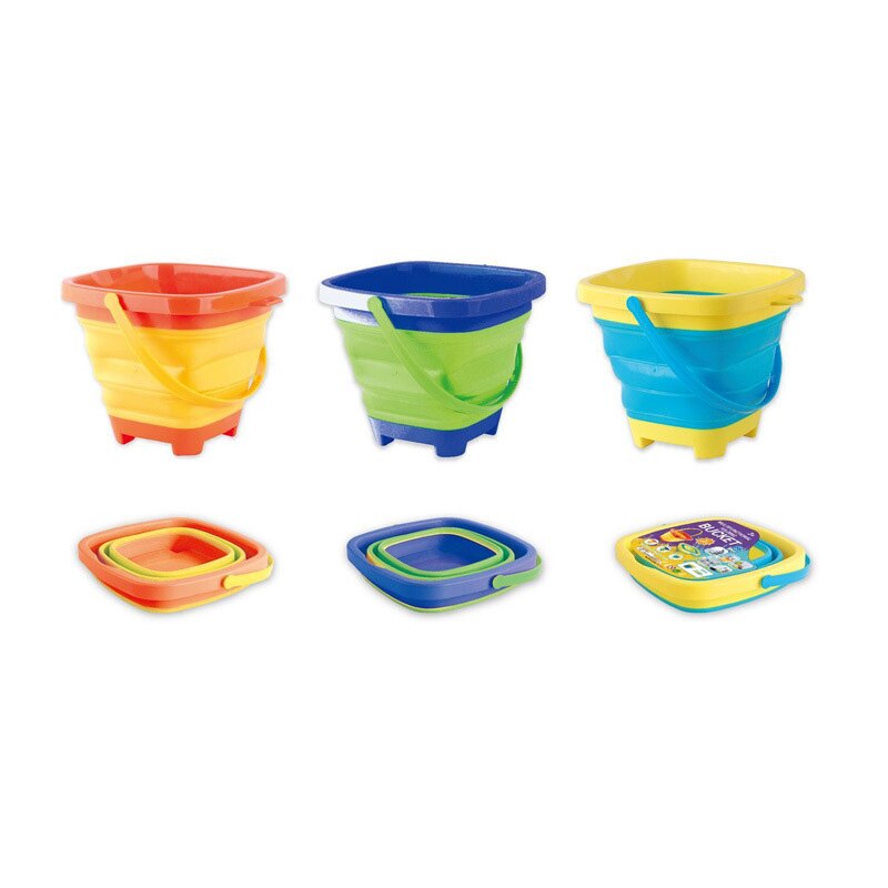 Portable Silicone Foldable Folding Bucket For Kids Beach Play Sand Game Water Toys Outdoor Summer Collapsible Bucket Compact 2L