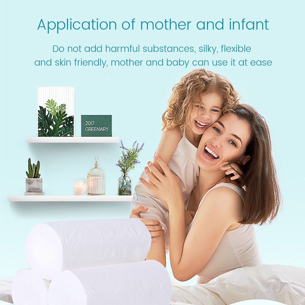 Vannabsorpsjon råved 24 ruller/pakning 4- lags mykt toalettrullpapir naturlig tre toalettpapirmasse hjemmerullepapir sterkt