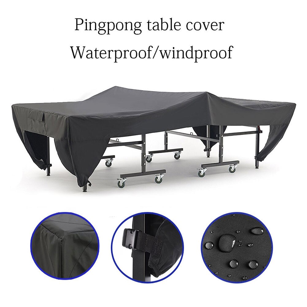Outdoor Waterproof Foldable Table Tennis Cover - UV Resistant Oxford Fabric - Windproof for Playground: Black