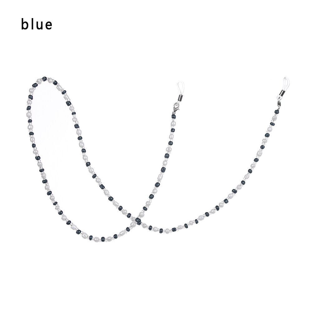 Leesbrilketting voor dames, schelpen kralen zonnebrilkoorden, kralen brillenkoord, bevestigingsriemen, zwarte brillenhouder: C blauw