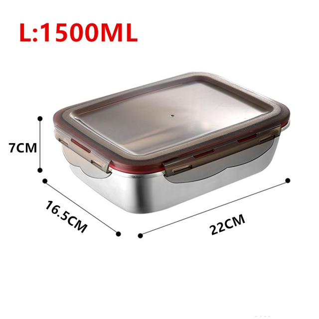 304 Stainlesss Stahl Leck nachweisen Picknick Kasten Mittagessen Kasten mit Deckel Bento Kasten Lebensmittel Lagerung Container Für freundlicher Tragbare Lebensmittel bento Kasten: 1500ml