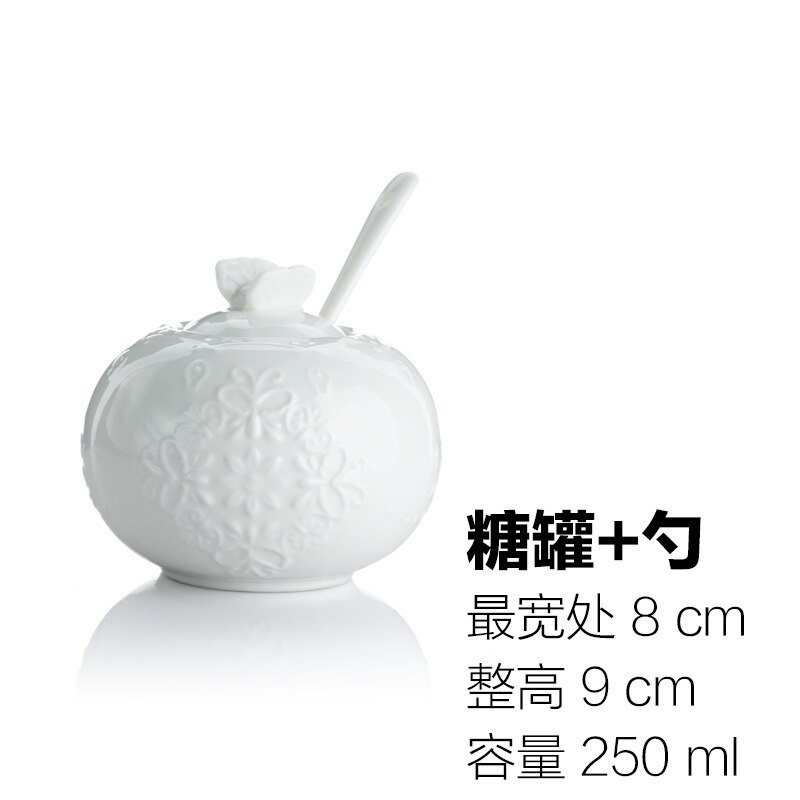 Butterfly Flower Teapot, Milk Pot, Sugar Pot Set Ceramic Bone Porcelain Pure White Porcelain Afternoon Tea, European Lace Coffee: 3