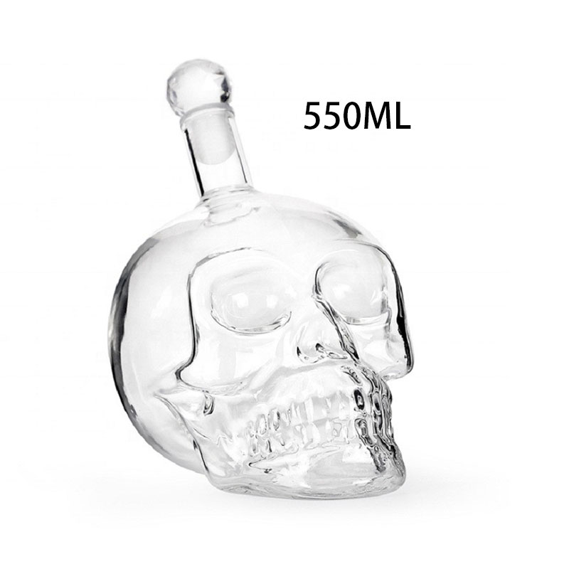 Crystal Skull Head Shot Glass Cocktails Beer Wine 1000ML 550ML Bottle Glass Champagne Fruit Juice Party Drinkware Cup Bottles: 550ml