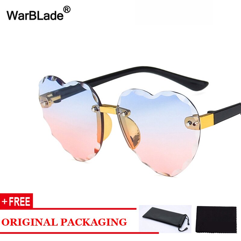 Warblade hjerte kantløse låve solbriller kjærlighet form låve solbriller takrenne jenter reise  uv400 briller oculos de sol: Blårosa