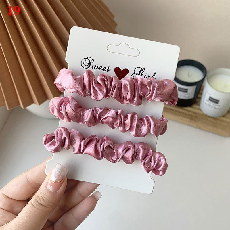Lazos para el pelo de seda para mujer, coleteros de goma, banda elástica, accesorios para el cabello, 6 unidades por Set: Púrpura claro