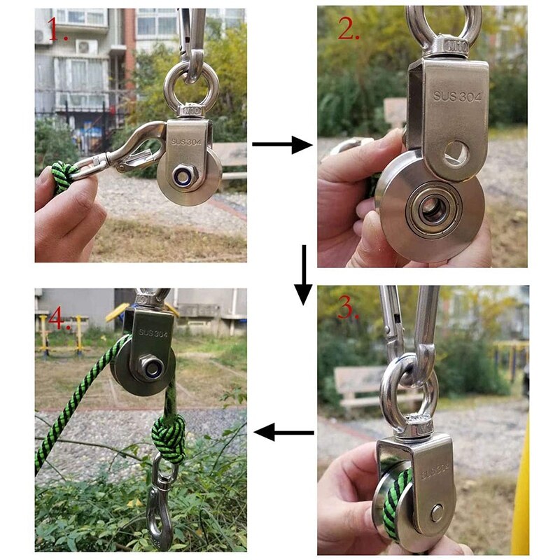 V Type Swivel Pulley 304 Stainless Steel Duplex Bearing Silent Detachable 360 Degree Rotation Heavy Duty Traction Wheel