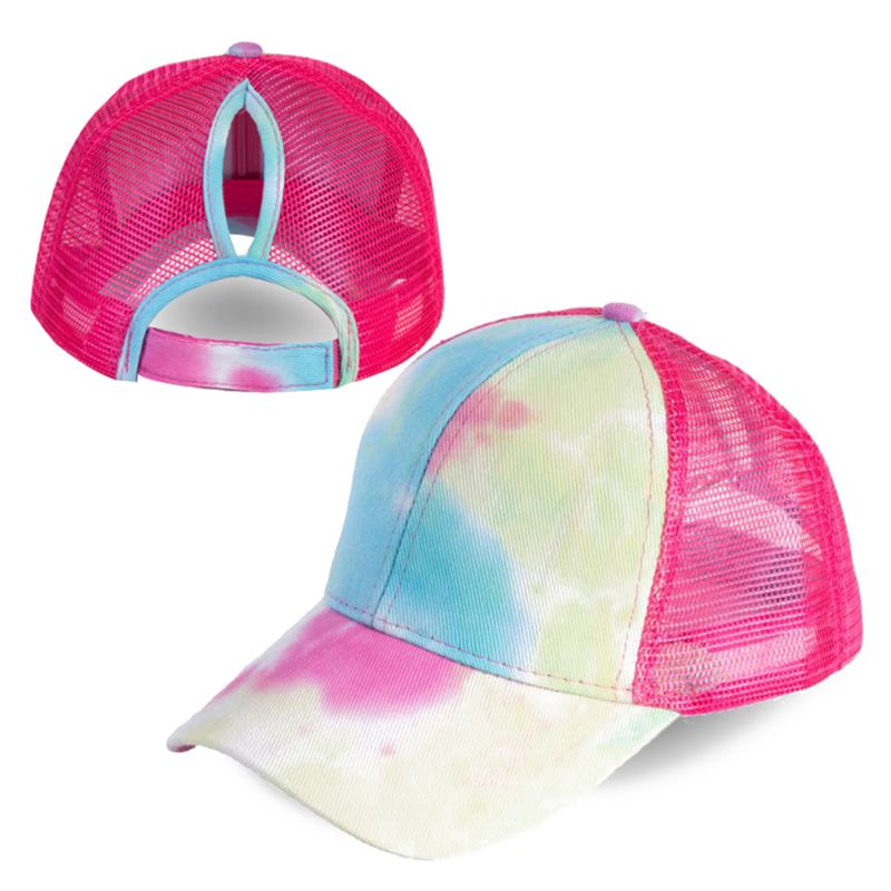 Baseballcap solskygge pustende bomull hestehale lue justerbar lukking bak for rotete høye boller utendørs sports cap g: Mr