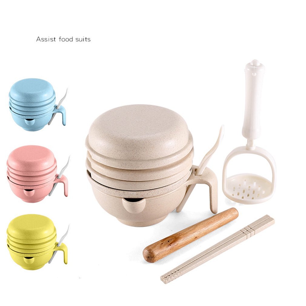 Broyeur manuel d'aliments pour bébés | Paille, broyeur de compléments alimentaires, bol de broyage des aliments pour bébés, ensemble de machines à outils multifonctions