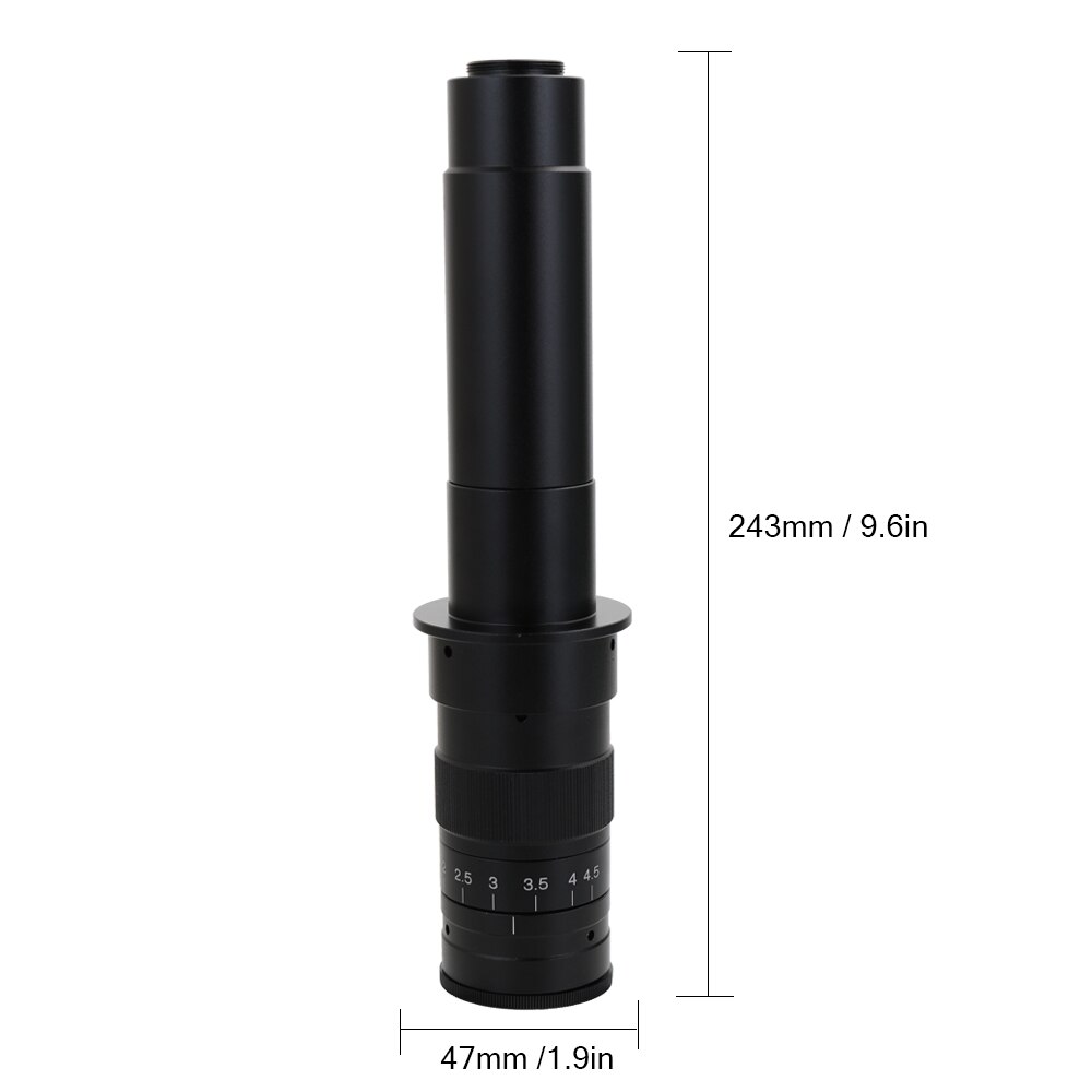 180X 120X 300X 200X 130X Adjustable Zoom C-mount Lens 0.7X~4.5X Magnification 25mm for Multimedia Interface Microscope Camera: 5
