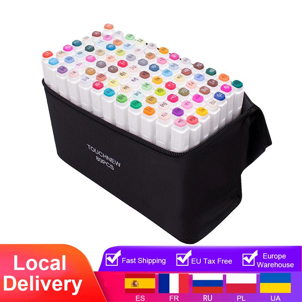 TOUCHFIVE Markers for Drawing 30/40/60/80/168 Colors Alcohol Based Art Marker Dual Tip Brush Pen Manga lettering Calligraphy Pen