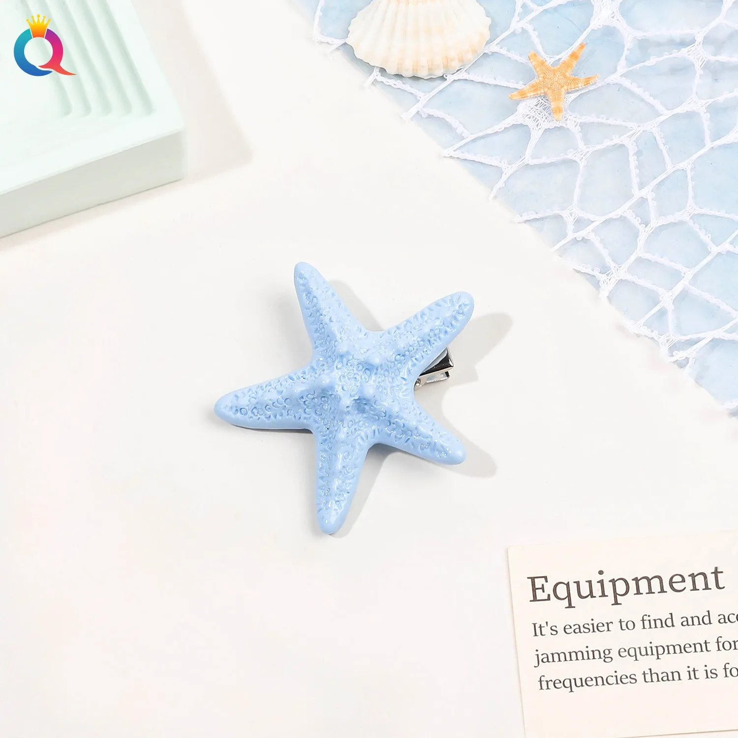 Blue Starfish Hairpin Summer Beach Vacation Hair Clip Sweet Bangs Clip Girls Women Hair Accessories: SKY BLUE