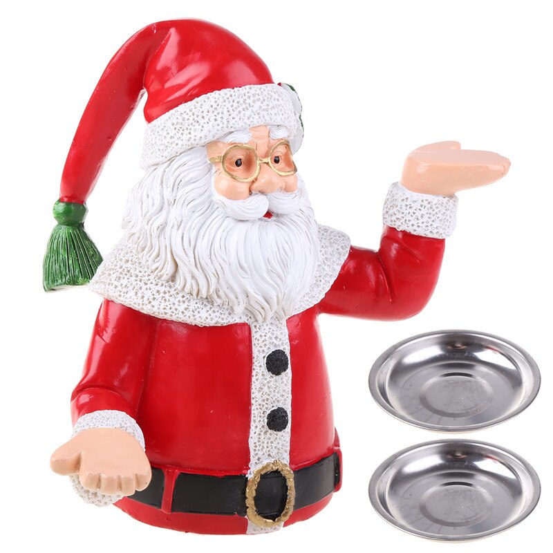 Christmas Santa Snack Treats Holder Fruit Plate Decoration Resin Material Santa Statue Home Decorations Afternoon-tea Cake Dish