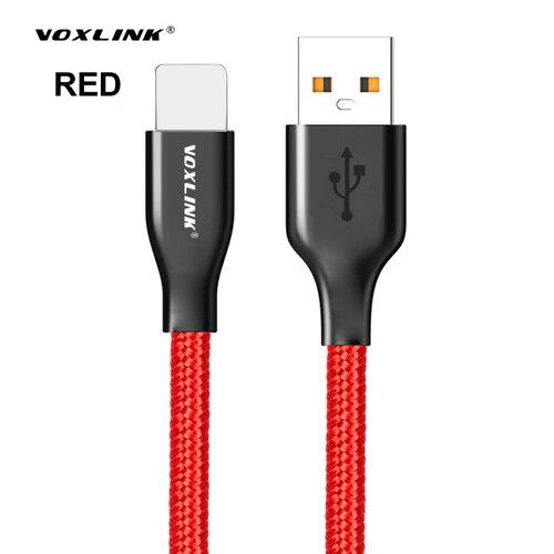 VOXLINK nylonowy kabel USB pleciony dla iphone X XS XR szybka synchronizacja ładowania kabel USB robić transmisji danych dla iphone xs max 8 8plus 7 6 6s ipad mini: Nylon czerwony / 1 m