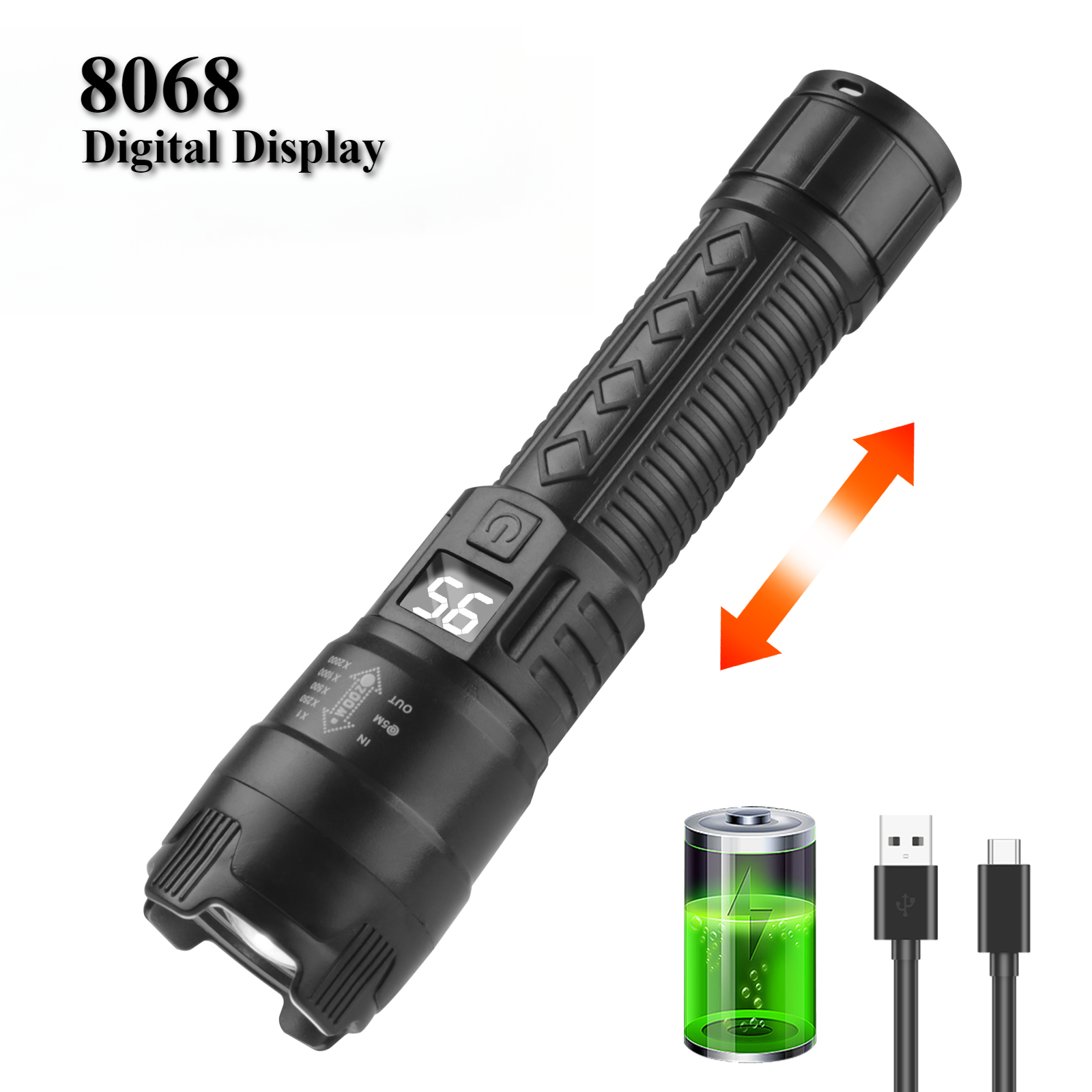 Rechargeable LED Flashlights Super Bright Portable Flashlights 3/5 Modes Telescopic Zoom Waterproof Handheld Torches: green