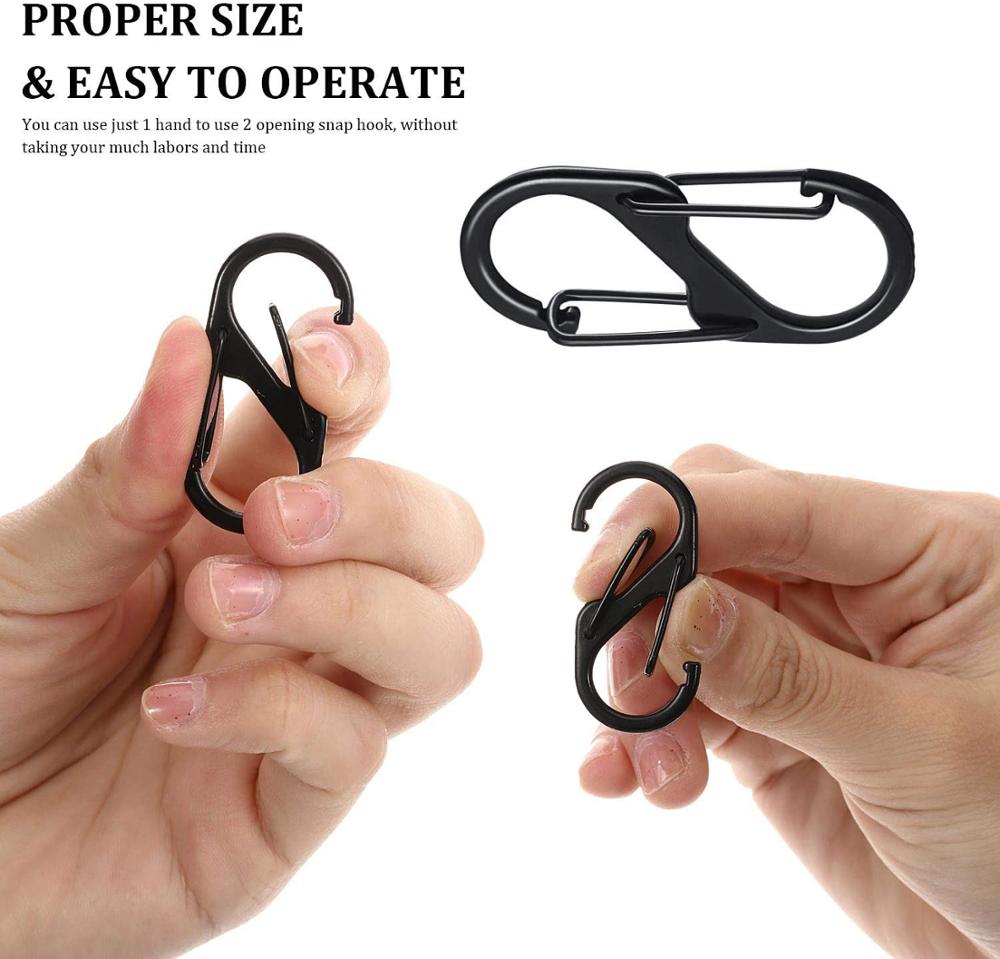 10Pcs S Shape Metal Buckle Dual Spring Keychain Clip 2 Opening Snap Hook Durable Clip Key Chain Hook for Camping Fishing Hiking