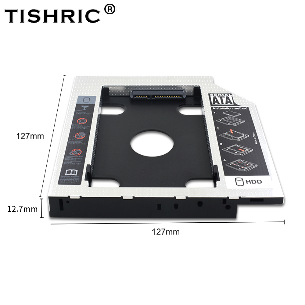5 st tishric optibay universal 2nd ssd hdd caddy 9.5 12.7mm sata 3.0 hårddisk box hölje 2.5 för laptop dvd-rom: 5 st hälften  ai 12.7