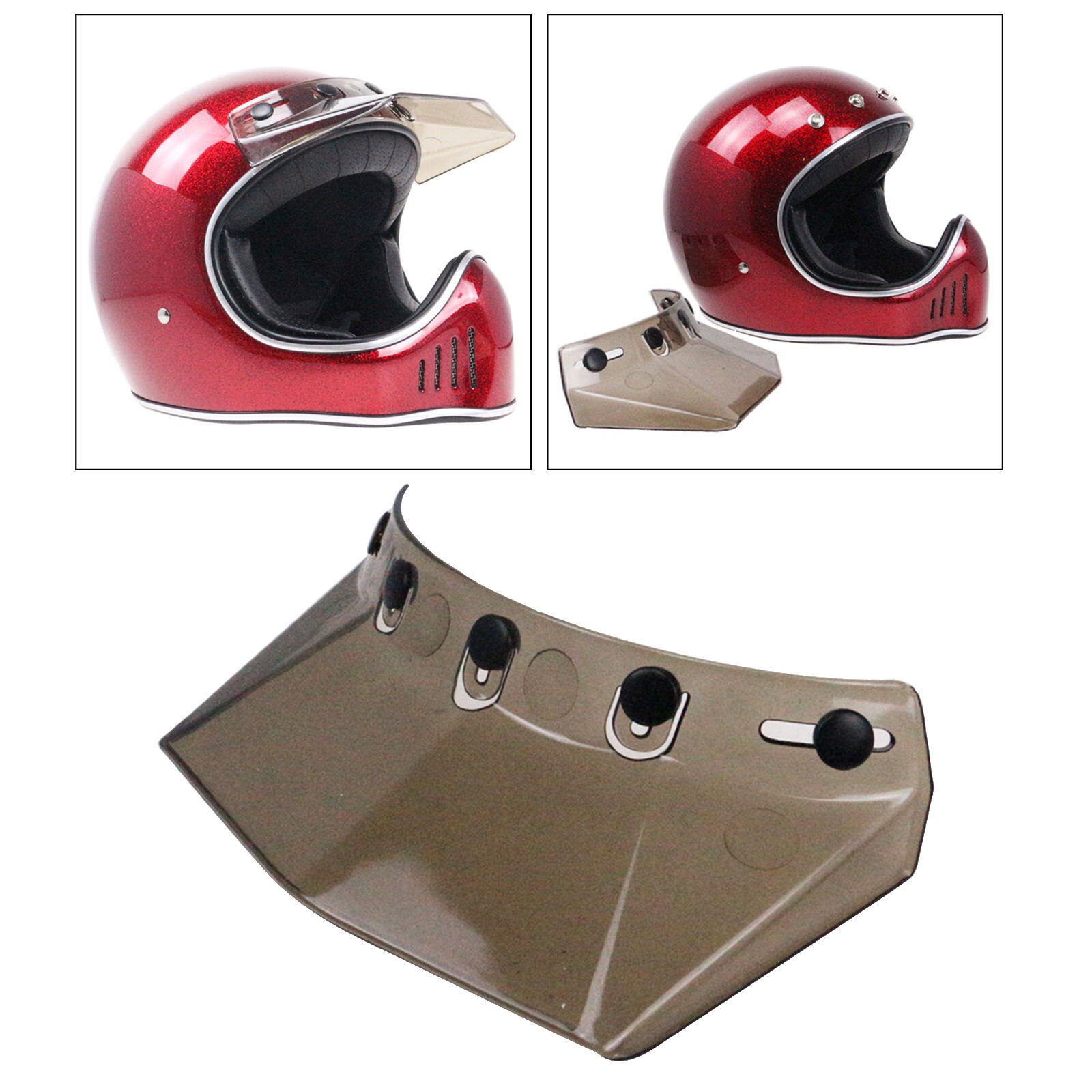 3/4 Open Face Motorhelm Vintage Met Dubbele Bril Comfortabele Voering