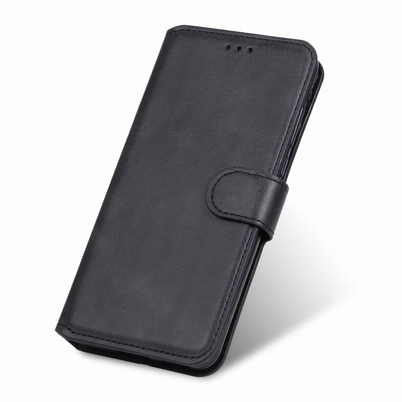 Flip lederen hoesje voor huawei honor 9a portemonneehoes luxe effen smartphone schokbestendige beschermhoes telefoonhoesjes honor 9a: Zwarte koffer