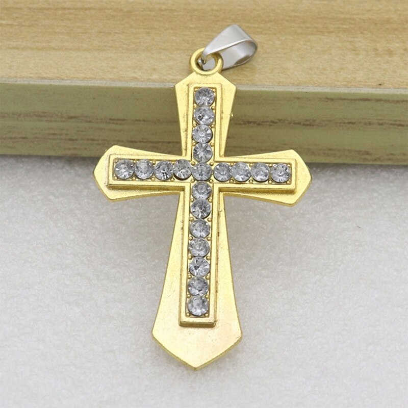 Diamond Decor Cross Charm Metal Katholieke Hanger Religieuze Opknoping Ornament Handgemaakte Diy Ketting Rugzak Sleutelhanger Accessoires