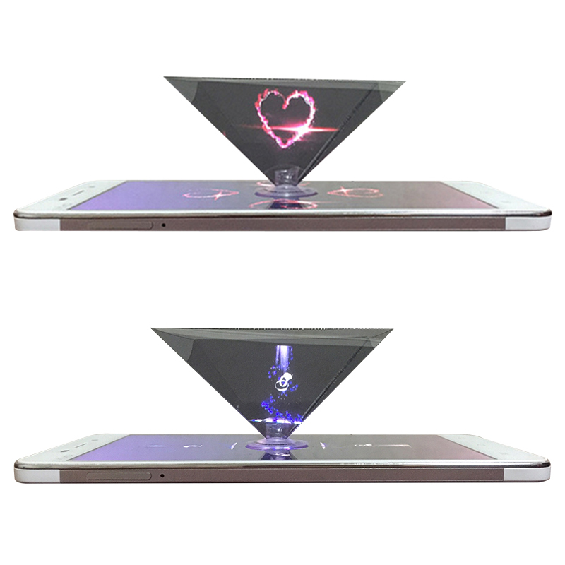 Mini 3D Hologram Pyramid Display Projector Video Stand Universal miniature hologram projector Cute holder For iphone Huawei