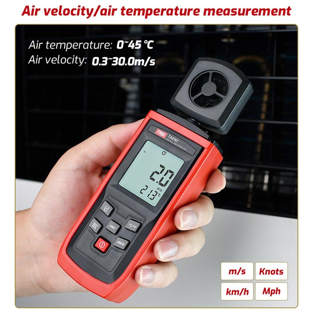 TASI TA8161 Digital Anemometer High Precision Anemograph Wind Velocity Indicator Air Velocity Air Temperature Measurement