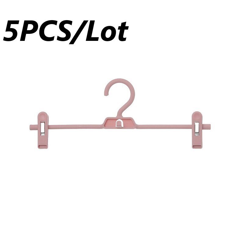 5 pièces/lot anti-dérapant en plastique pantalon pince support multifonctionnel vêtements organisateur cintre anti-dérapant réglable vêtements pince directe: pink