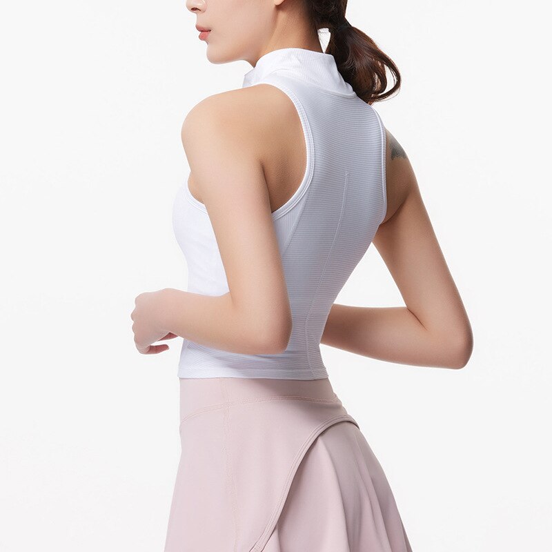 Antibom half zipper small high collar slim sleeveless yoga shirt women's atmungsaktiv quick-drying sports fitness crop #39