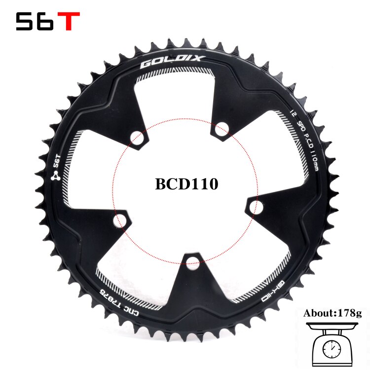 PROWHEEL ROAD bicycle chainring 110BCD 130BCD 34/39/50/53T sprocket steel/aluminum alloy/AL-7075 CNC 8/9/10/11 speed chain wheel: 110BCD 56T