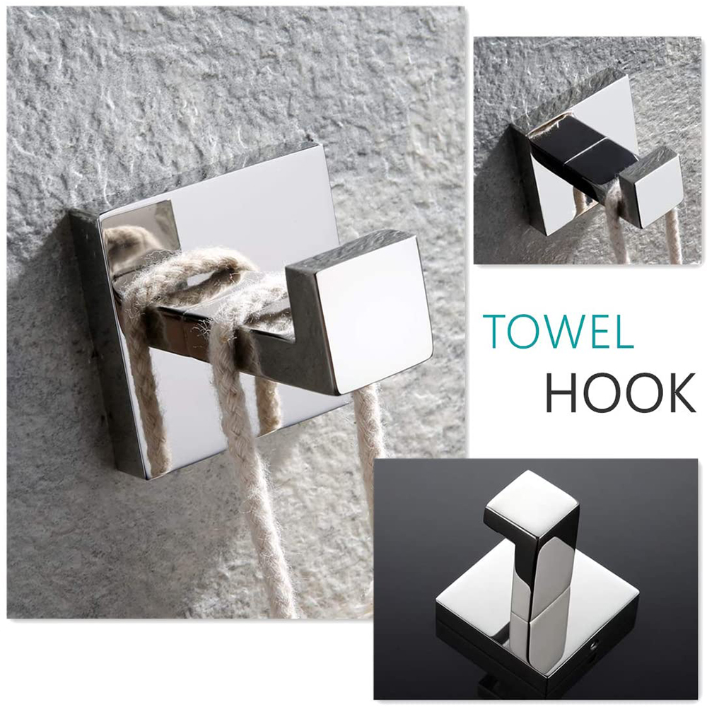 Juego de accesorios cromados para baño, soporte para toallas, ganchos para barra, montaje en pared, soporte para rollo de papel higiénico, colgador de abrigos