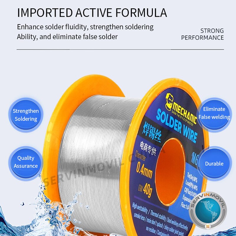 Cable de estaño de alta pureza M60-0.3mm-0.8MM 40g, alambre de soldadura activo para soldador eléctrico refundido Repai