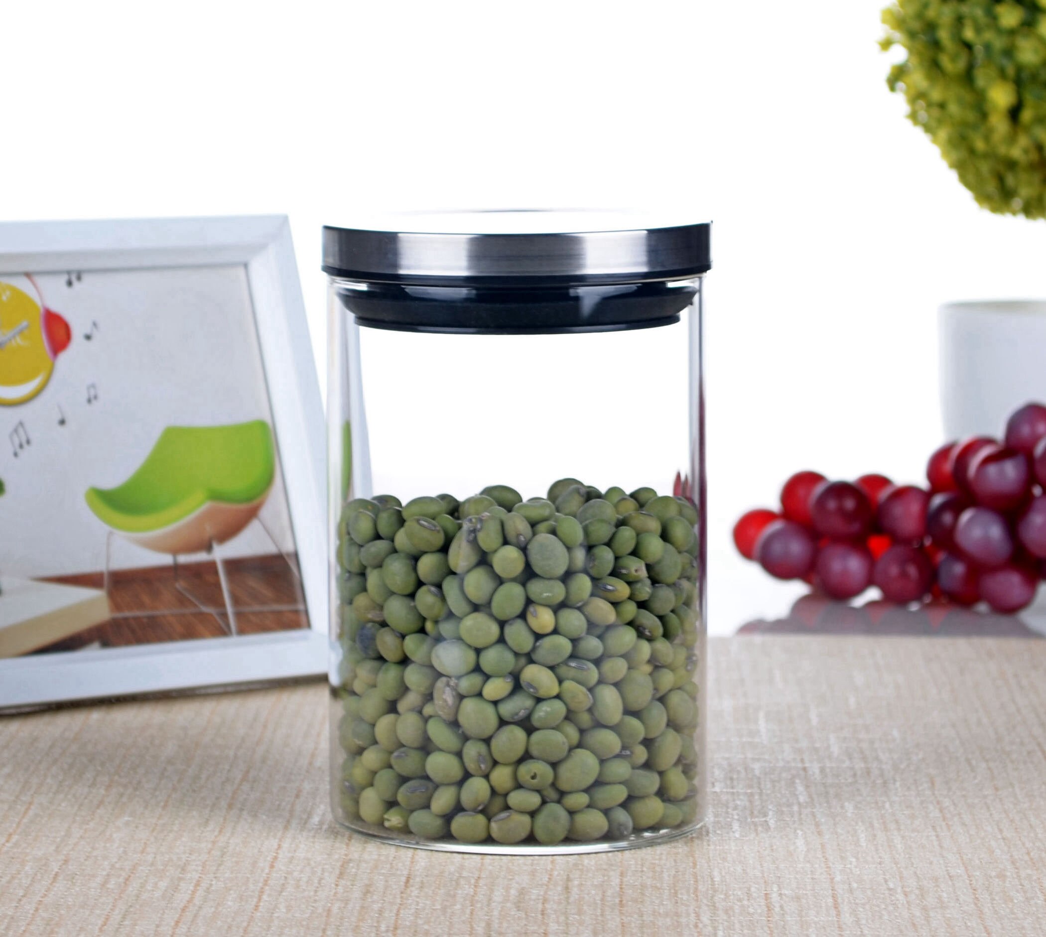 Sized Heat Resistant Glass Candy Food Tea Candy Storage canister w/ Lid