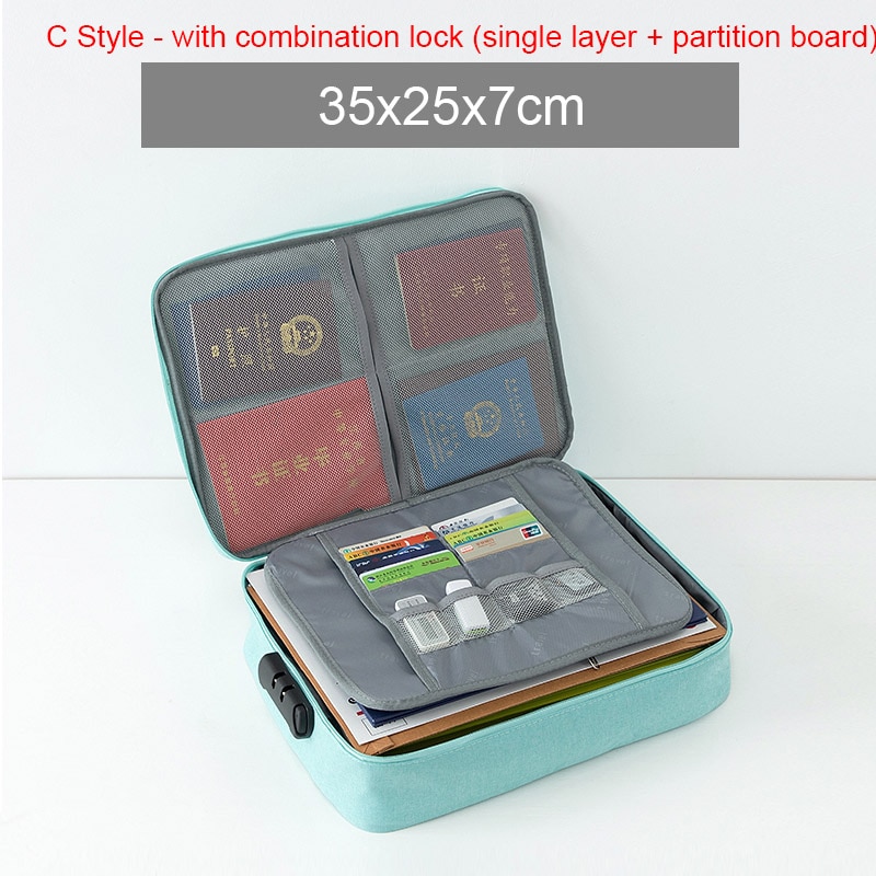 Bolsa de tickets para documentos de viaje, organizador de archivos de gran capacidad para certificados, uso doméstico para viajes, para almacenar artículos importantes, caja de almacenamiento: C  blue