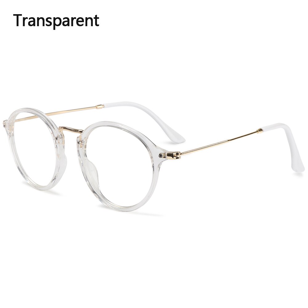 1pc optische brillen dames heren vintage ronde montuur metalen platte spiegel bril ultralichte flexibele bril: Type 2- transparant