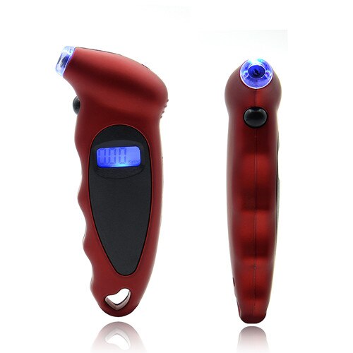 Tire Pressure Gauge For Car Bicycle Bike With LCD Display Digital 0-150PSI Tyre Air Pressure Gauge Meter Manometer: Red