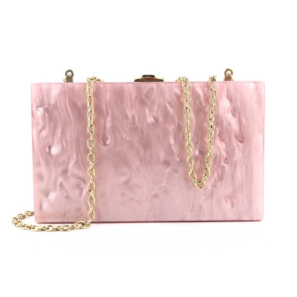 Borsa a tracolla causale borsa da sera in acrilico rosa solido da donna borsa a pochette per ragazze carine borse eleganti da donna borse Prom da sposa: Default Title