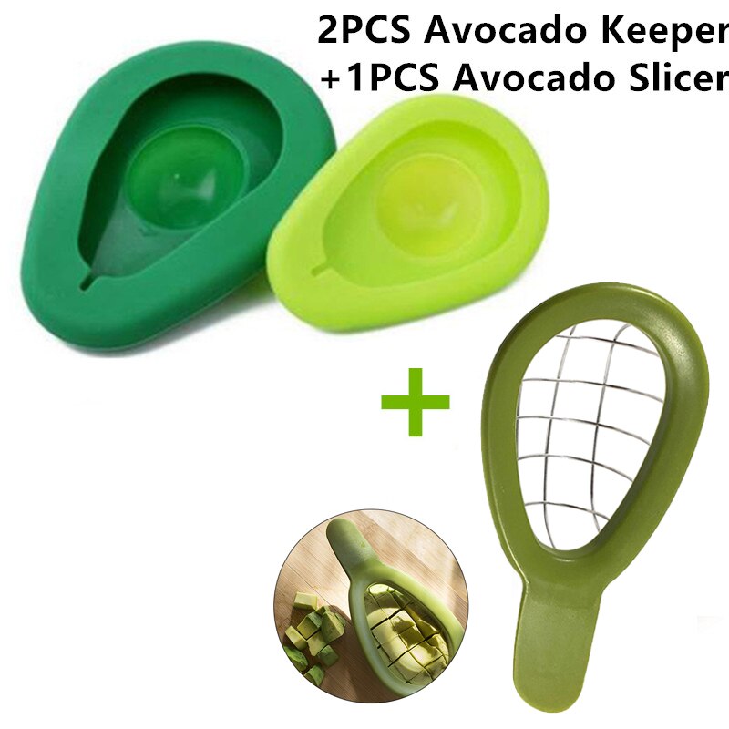 Silicone Avocado Fresh-keeping Cover Slicer Set Portable Fruit Preservation Seal Cover Fresh Keeping Kitchen Tools Gadg: Set B