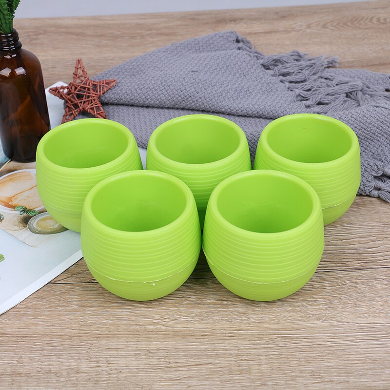 5Pcs Vasi di Fiori Mini Rotonda di Plastica Vaso di Fiori Vivaio Vaso di Fiori Bonsai Fioriera Vivaio di Complementi Arredo Casa: green