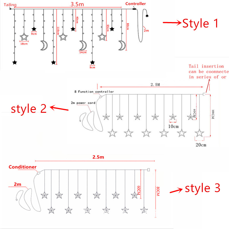 Guirlande lumineuse LED en forme de lune et d&#39;étoile, luminaire décoratif d&#39;intérieur et d&#39;extérieur, idéal pour un jardin ou un Patio, ou comme décoration de noël, 220V, ue