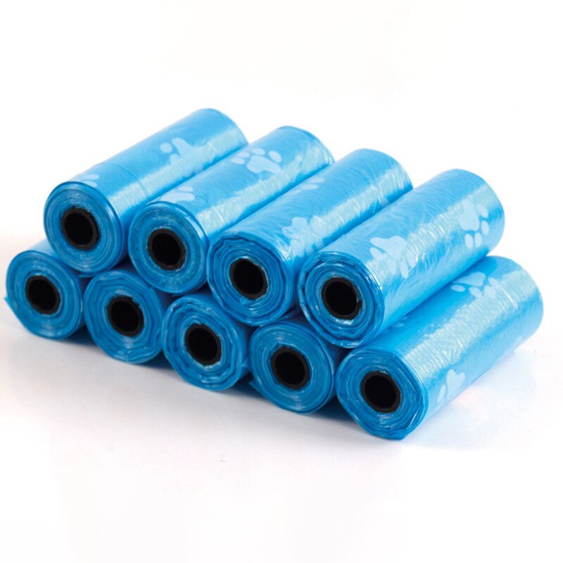 10Rolls Pet Poop Bags Footprint Printed Disposable Dog Waste Bags Biodegradable Outdoor Home Clean Refill Garbage Bag 15PCS/Roll: Blue