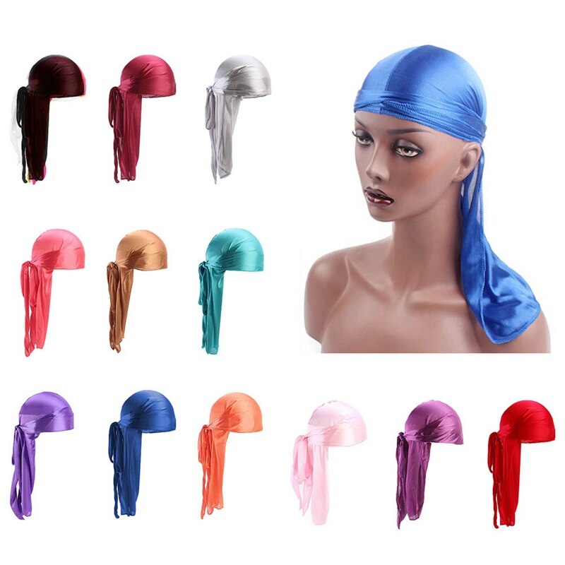 Durag en Satin pour homme, bandeau de , bandana, Turban rose, Pirate, bandeau pour homme en soie, 1 pièce