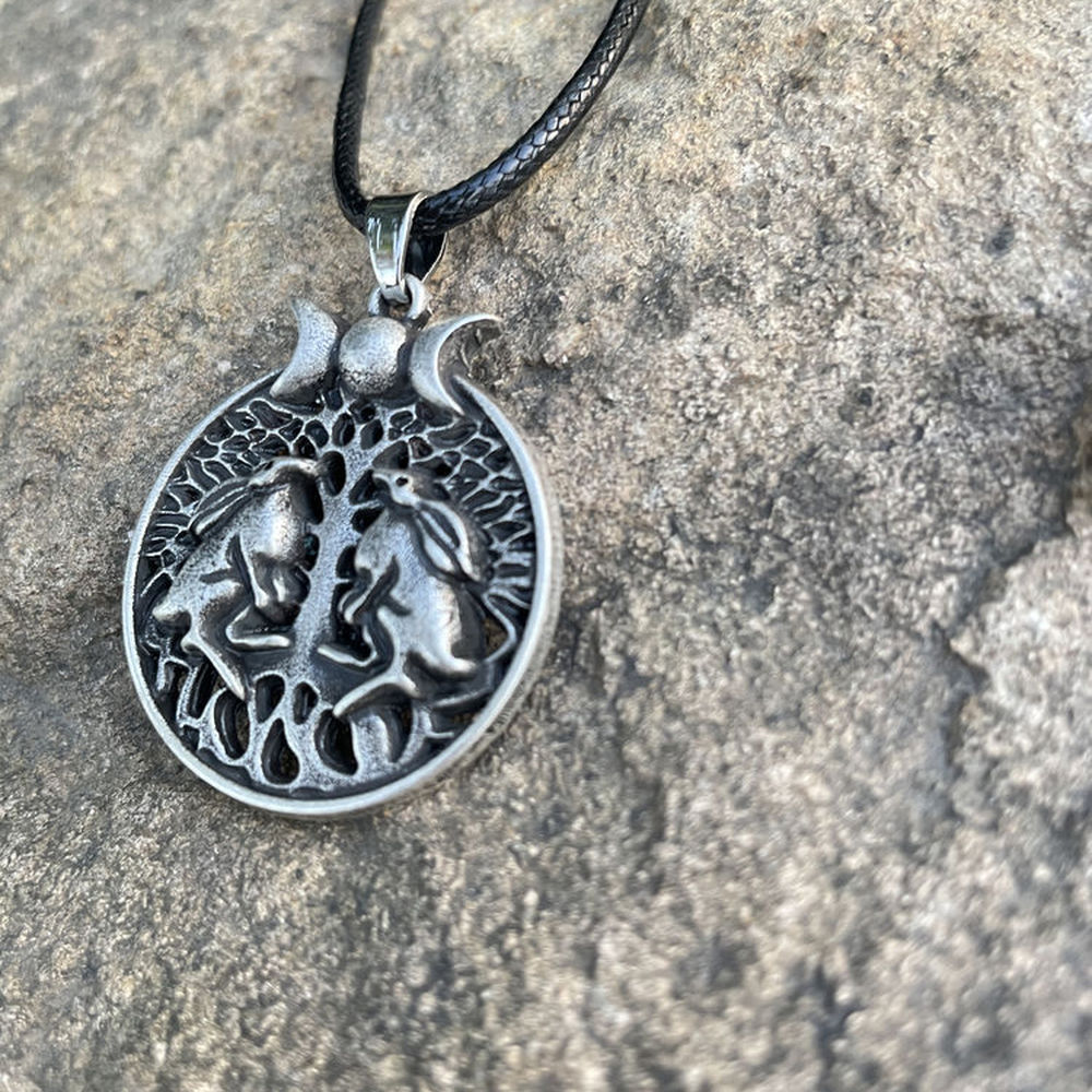 12 stück baum-mond-hase-dreifachmond-keltische-wicca-mandala-ungewöhnliche totemtier-göttin-halskette